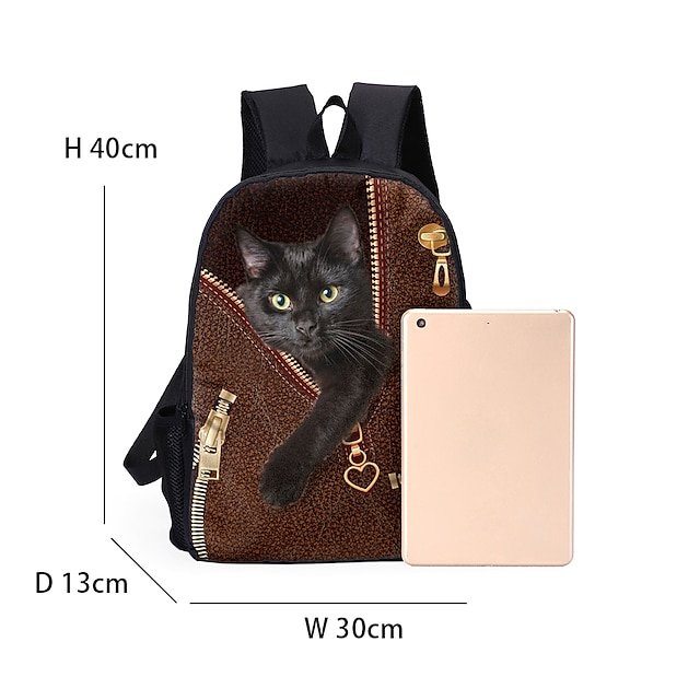 Black Cat Zipper Design Backpack - Image 3