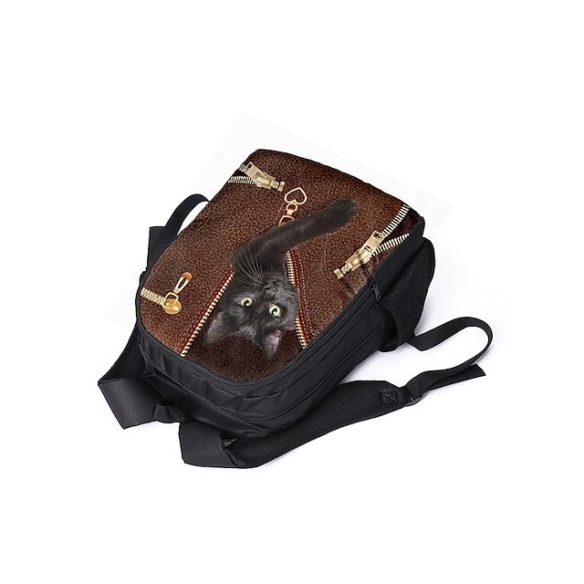 Black Cat Zipper Design Backpack - Image 4