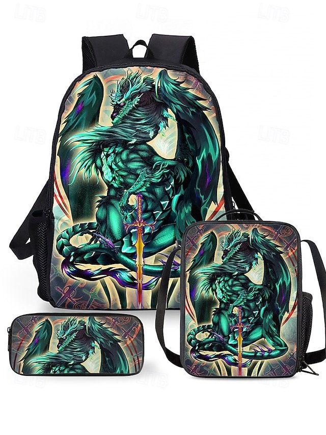 Boys’ Dragon Themed Three-piece Backpack Set