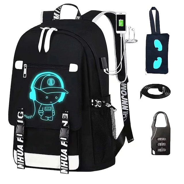 Boys’ Luminous School Backpack with USB Charging Port