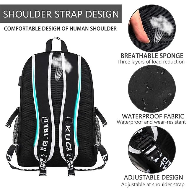 Boys’ Luminous School Backpack with USB Charging Port - Image 6