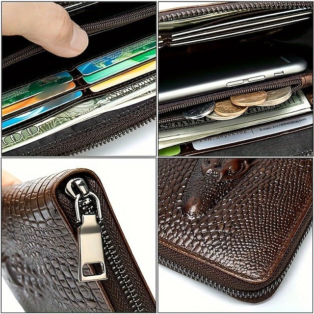 Men’s Cowhide Wallet with Zipper - Image 3