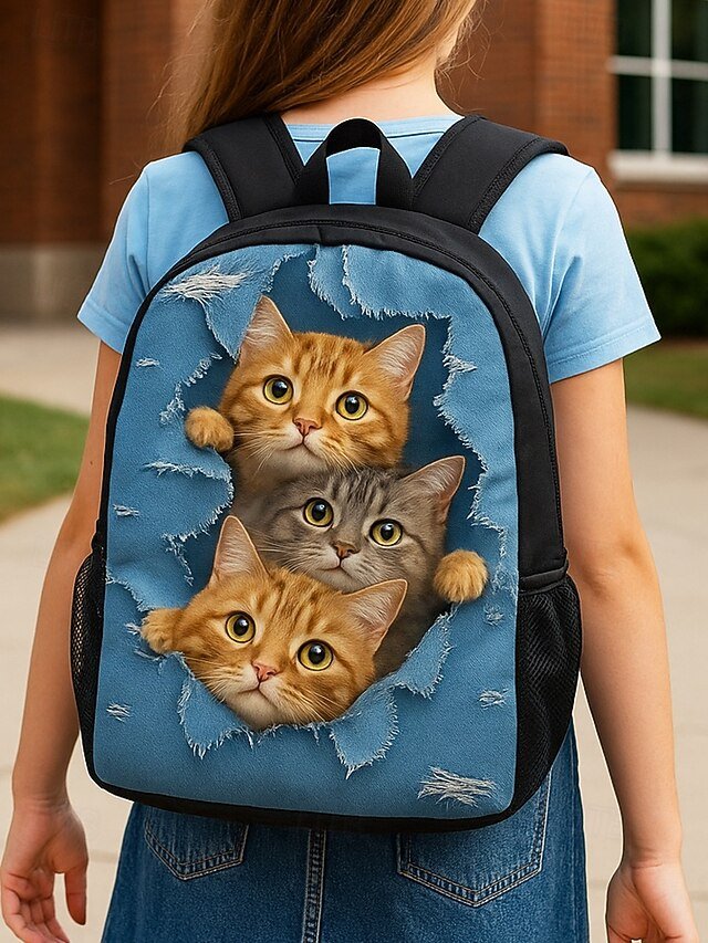 Kids’ Cat Polyester Backpack - Image 2