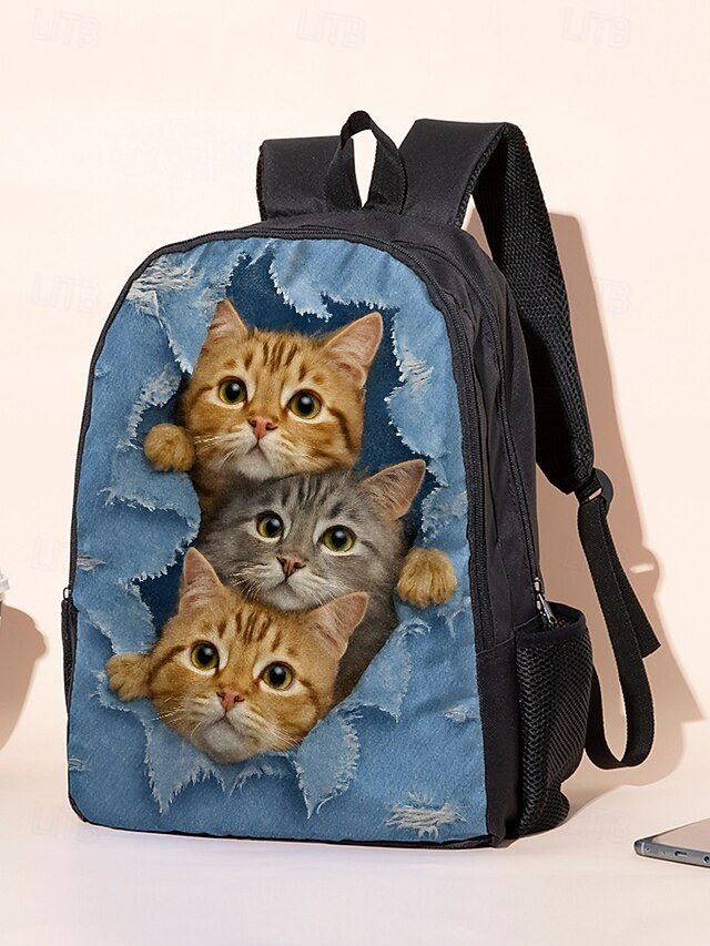 Kids’ Cat Polyester Backpack - Image 3