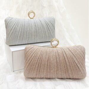 Alternative view of Elegant Gold Glitter Evening Clutch Bag with Rhinestone Ring