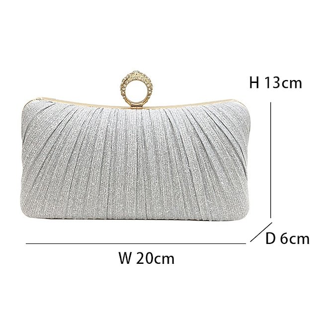Elegant Gold Glitter Evening Clutch Bag with Rhinestone Ring - Image 5