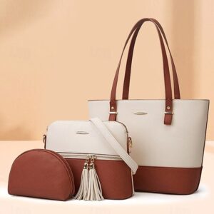 Elegant Women’s Stylish Two-tone Patchwork Handbag Set