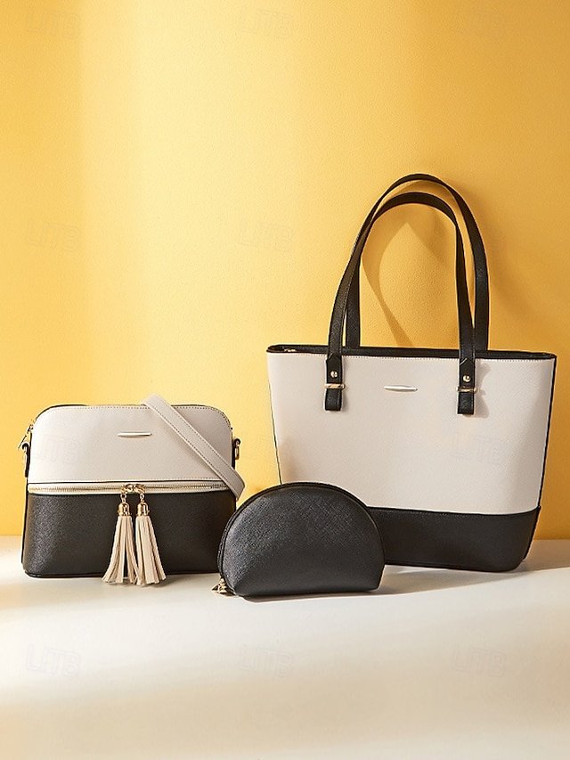 Elegant Women’s Stylish Two-tone Patchwork Handbag Set - Image 3