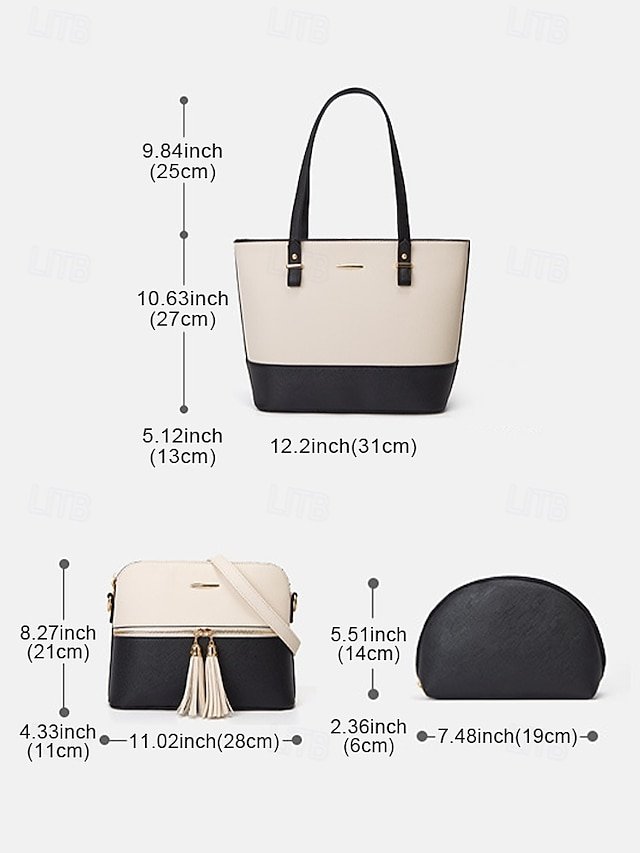 Elegant Women’s Stylish Two-tone Patchwork Handbag Set - Image 8