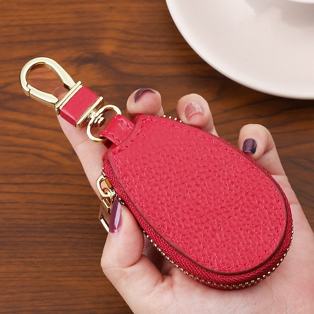 Faux Leather Zipper Key Case - Image 6