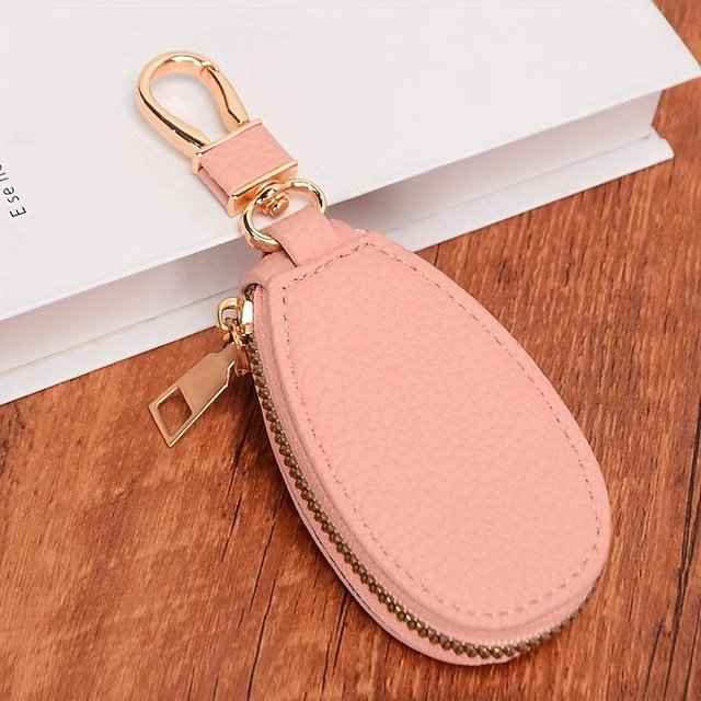 Faux Leather Zipper Key Case - Image 8