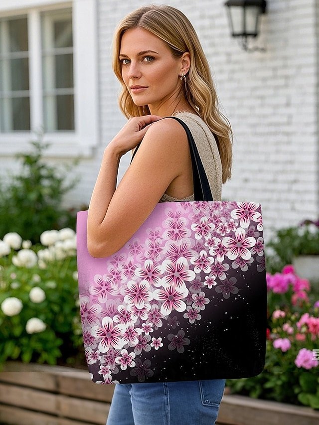 Women’s Floral Polyester Tote Bag - Image 2