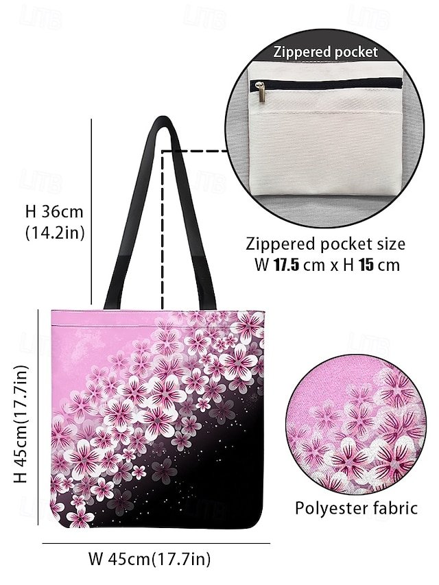 Women’s Floral Polyester Tote Bag - Image 3