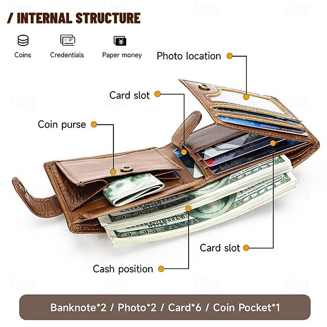 Unisex Cowhide Wallet - Image 8