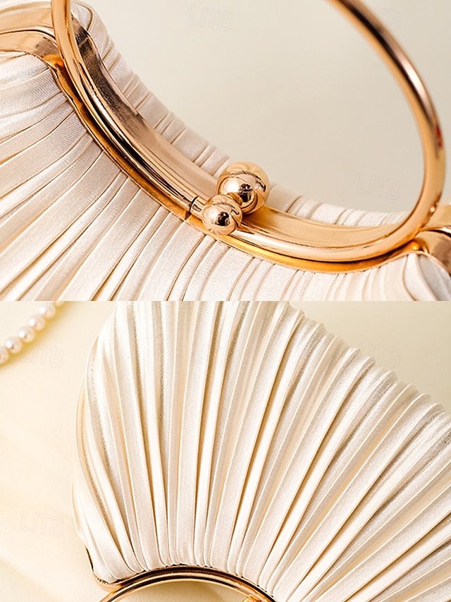 Green Elegant Pleated Velvet Clutch with Gold Ring Handle - Image 7