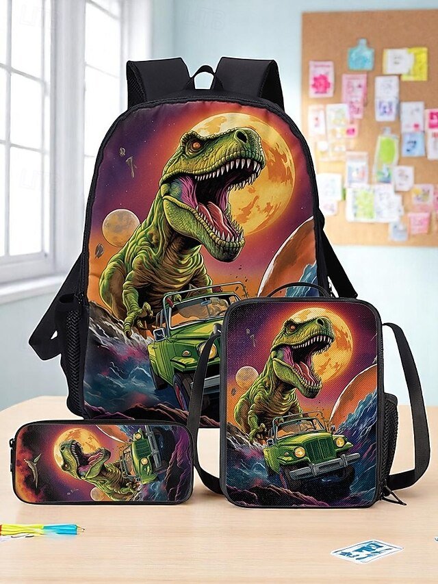 Kids’ Dinosaur Oxford Backpack Set - Image 3