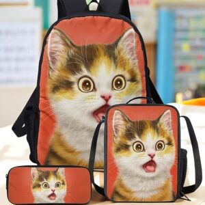 Kids Cute Cat Theme Three-piece Backpack Set