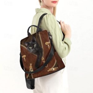 Alternative view of Large Capacity Black Cat Animal Print Multi-Carry Backpack