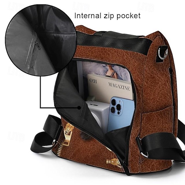 Large Capacity Black Cat Animal Print Multi-Carry Backpack - Image 6