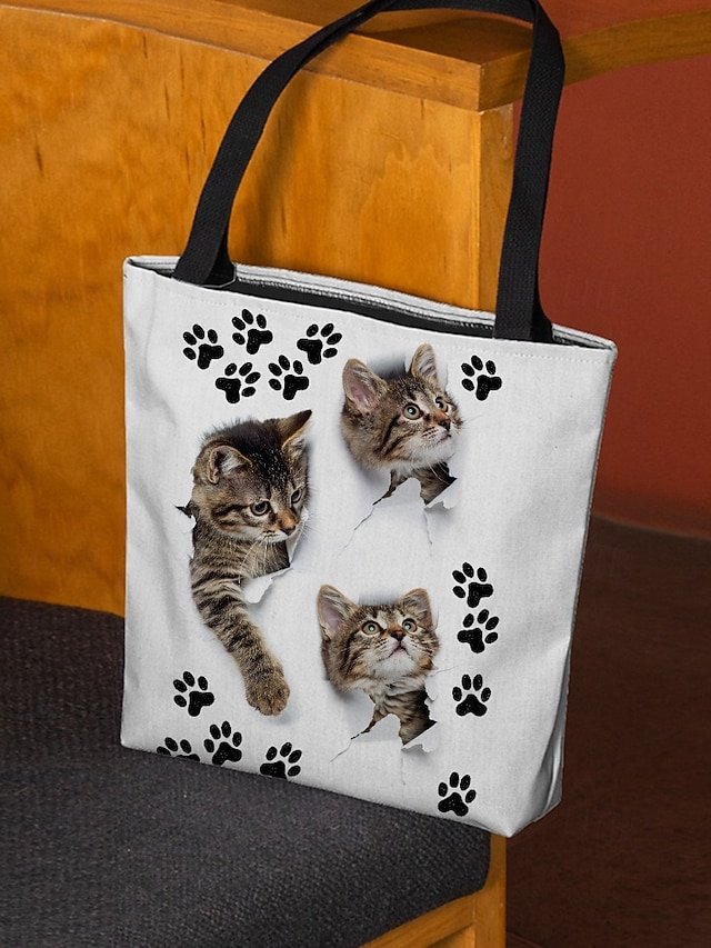 Women’s Cat Polyester Tote Bag - Image 4