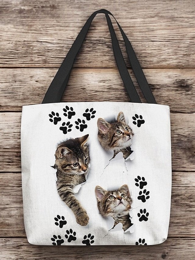 Women’s Cat Polyester Tote Bag - Image 5
