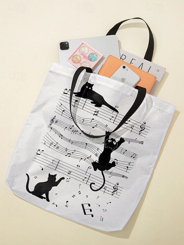 Women’s Cat Polyester Tote Bag - Image 6