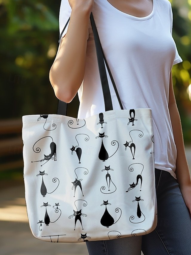 Women’s Cat Polyester Tote Bag - Image 8