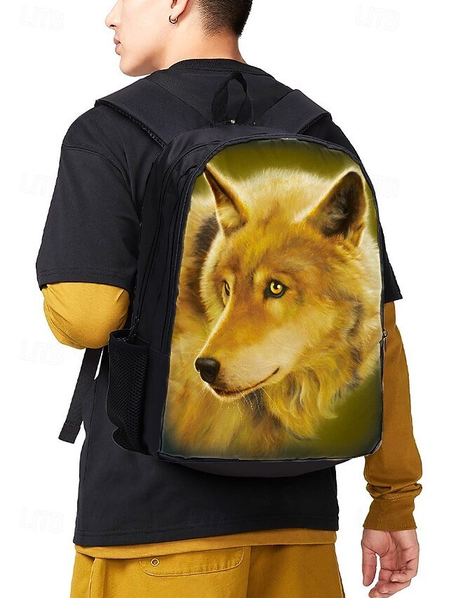 Men’s 3-Piece Wolf Design Backpack Set - Image 2