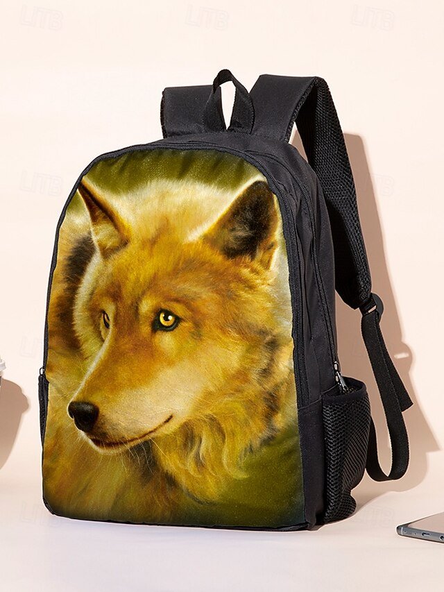 Men’s 3-Piece Wolf Design Backpack Set - Image 3