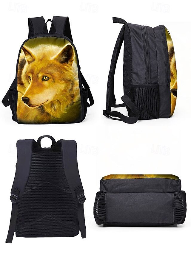 Men’s 3-Piece Wolf Design Backpack Set - Image 7