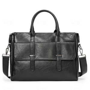 Men’s Black Leather Tote Briefcase