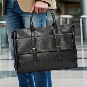 Alternative view of Men’s Black Leather Tote Briefcase