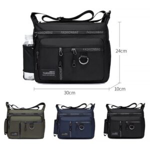Alternative view of Men’s Black Multi-pocket Nylon Crossbody Messenger Bag