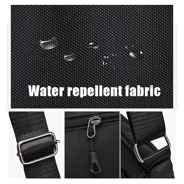 Men’s Black Multi-pocket Nylon Crossbody Messenger Bag - Image 3