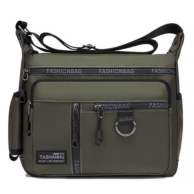 Men’s Black Multi-pocket Nylon Crossbody Messenger Bag - Image 7