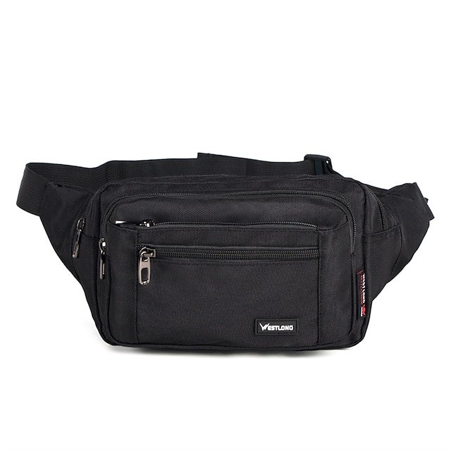Men’s Black Nylon Travel Fanny Pack, Multi-Pocket Waist