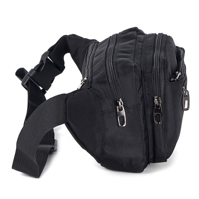 Men’s Black Nylon Travel Fanny Pack, Multi-Pocket Waist - Image 3