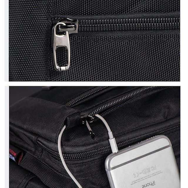 Men’s Black Nylon Travel Fanny Pack, Multi-Pocket Waist - Image 8
