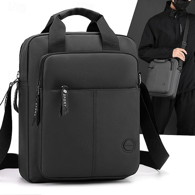 Men’s Black Water-Resistant Messenger Bag