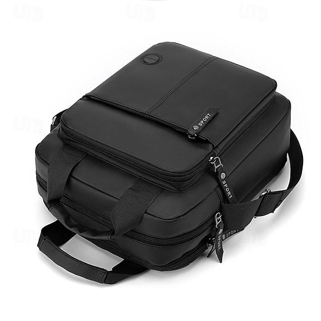 Men’s Black Water-Resistant Messenger Bag - Image 6