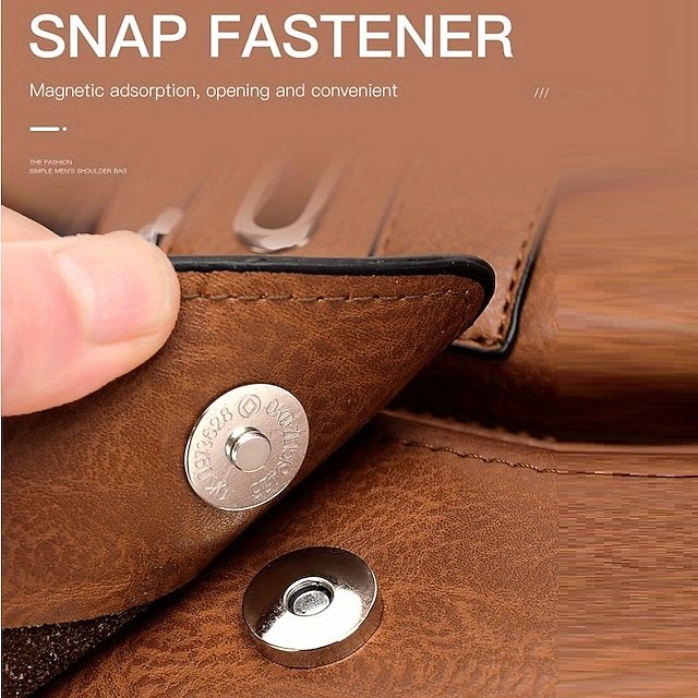 Men’s Brown Faux Leather Messenger Bag - Image 6