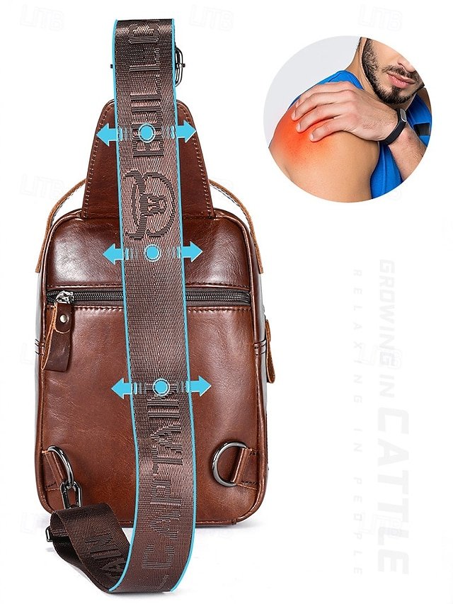 Men’s Brown Leather Crossbody Sling Bag - Image 4