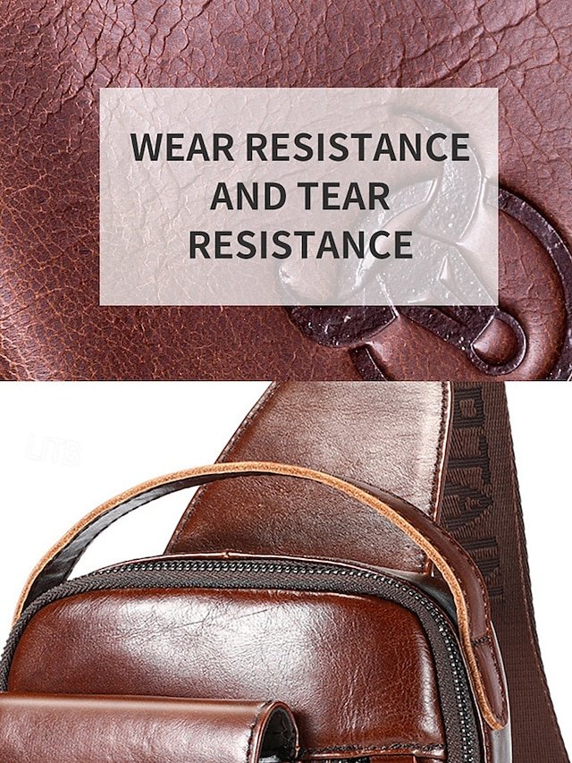 Men’s Brown Leather Crossbody Sling Bag - Image 5