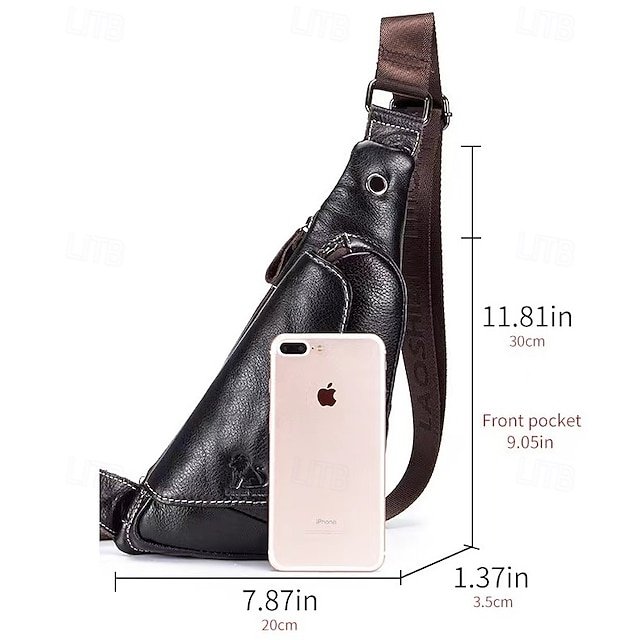 Men’s Cowhide Leather Sling Bag - Image 2