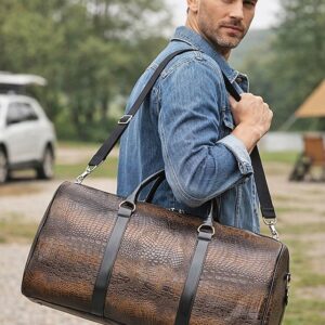 Alternative view of Men’s Crocodile Pattern Faux Leather Weekender Bag