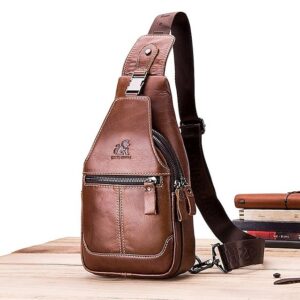 Men’s Nappa Leather Crossbody Bag with Zipper