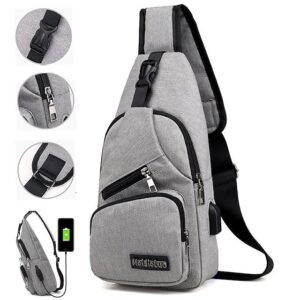 Men’s Crossbody Sling Bag with USB Charging Port