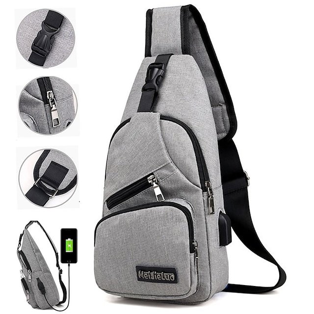 Men’s Crossbody Sling Bag with USB Charging Port