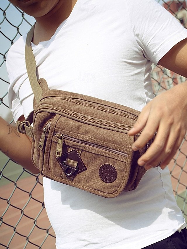Men’s Durable Canvas Crossbody Bag with Multiple Pockets