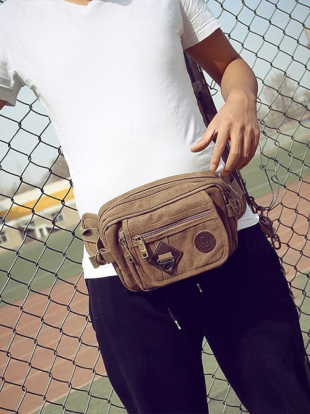 Men’s Durable Canvas Crossbody Bag with Multiple Pockets - Image 2